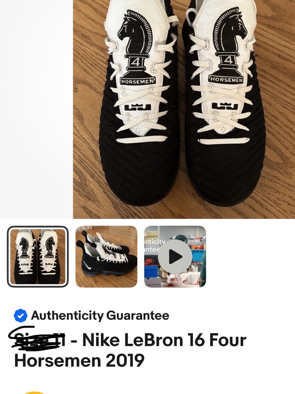 Nike Kids LeBron 16 Four Horsemen Sneakers - Black & White